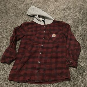 Carhartt boys flannel hoodie size large 14 to 16